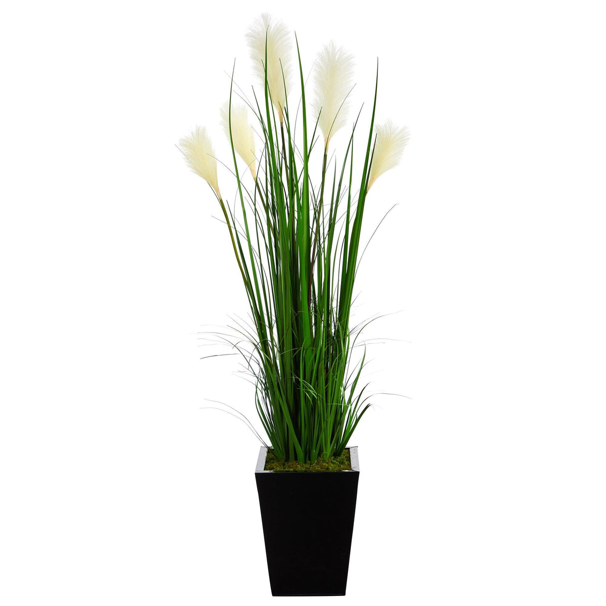 4.5’ Wheat Plum Grass Artificial Plant in Black Metal Planter-Parc Decor