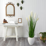 4.5’ Wheat Plum Grass Artificial Plant in White Planter-Parc Decor