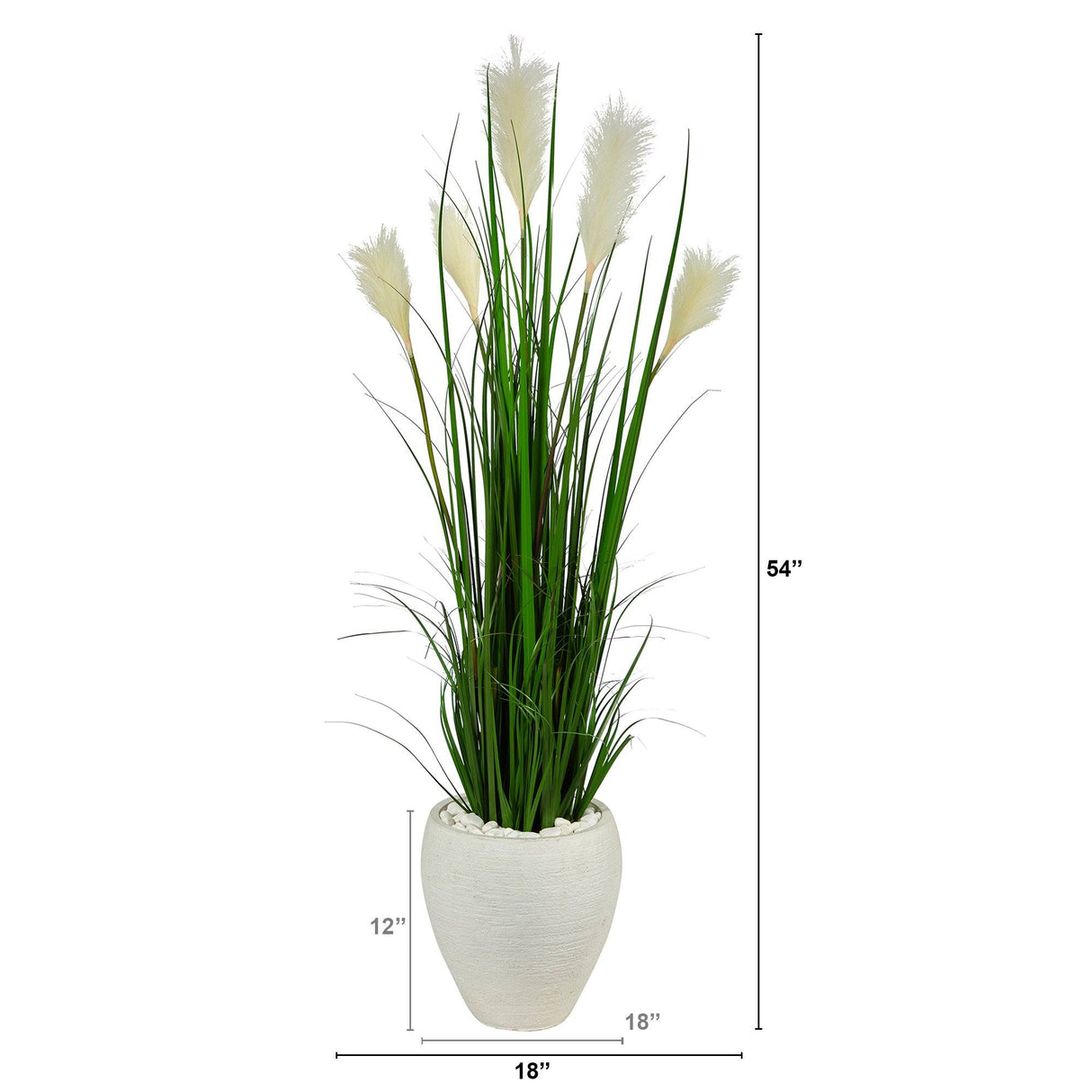 4.5’ Wheat Plum Grass Artificial Plant in White Planter-Parc Decor