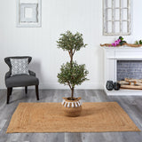 4.5' Artificial Olive Double Topiary with Handmade Jute & Cotton Basket with Tassels-Plant in Planter-Parc Decor
