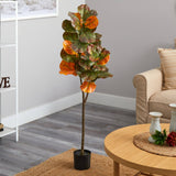 4.5’ Autumn Fiddle Leaf Artificial Fall Tree-Tree-Parc Decor