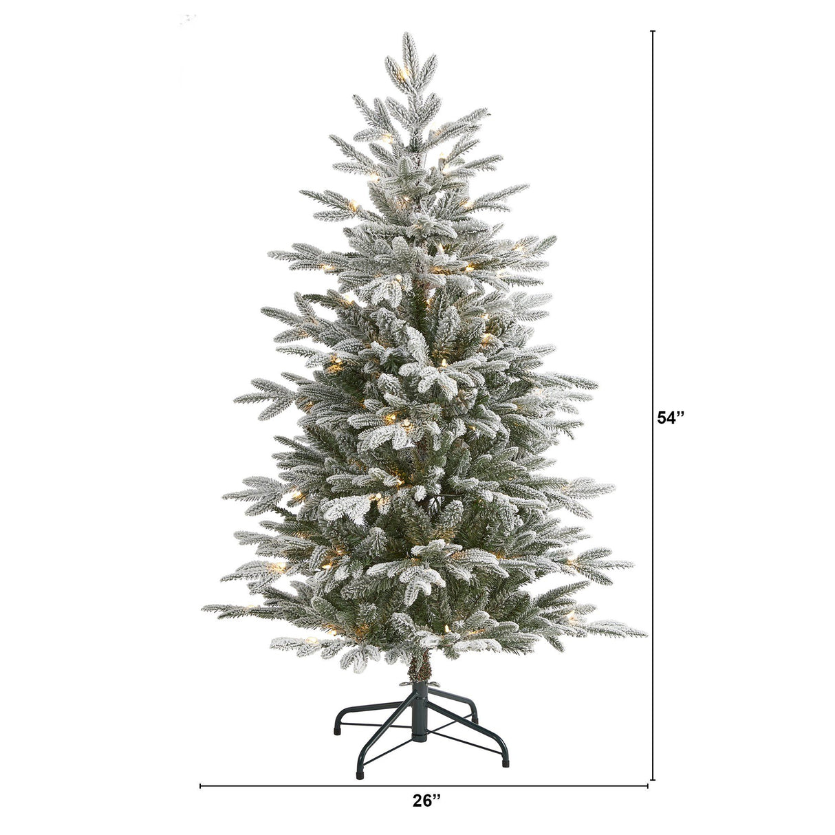 4.5’ Flocked Manchester Spruce Artificial Christmas Tree with 100 Lights and 357 Bendable Branches-Christmas Tree-Parc Decor