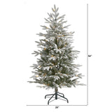 4.5’ Flocked Manchester Spruce Artificial Christmas Tree with 100 Lights and 357 Bendable Branches-Christmas Tree-Parc Decor