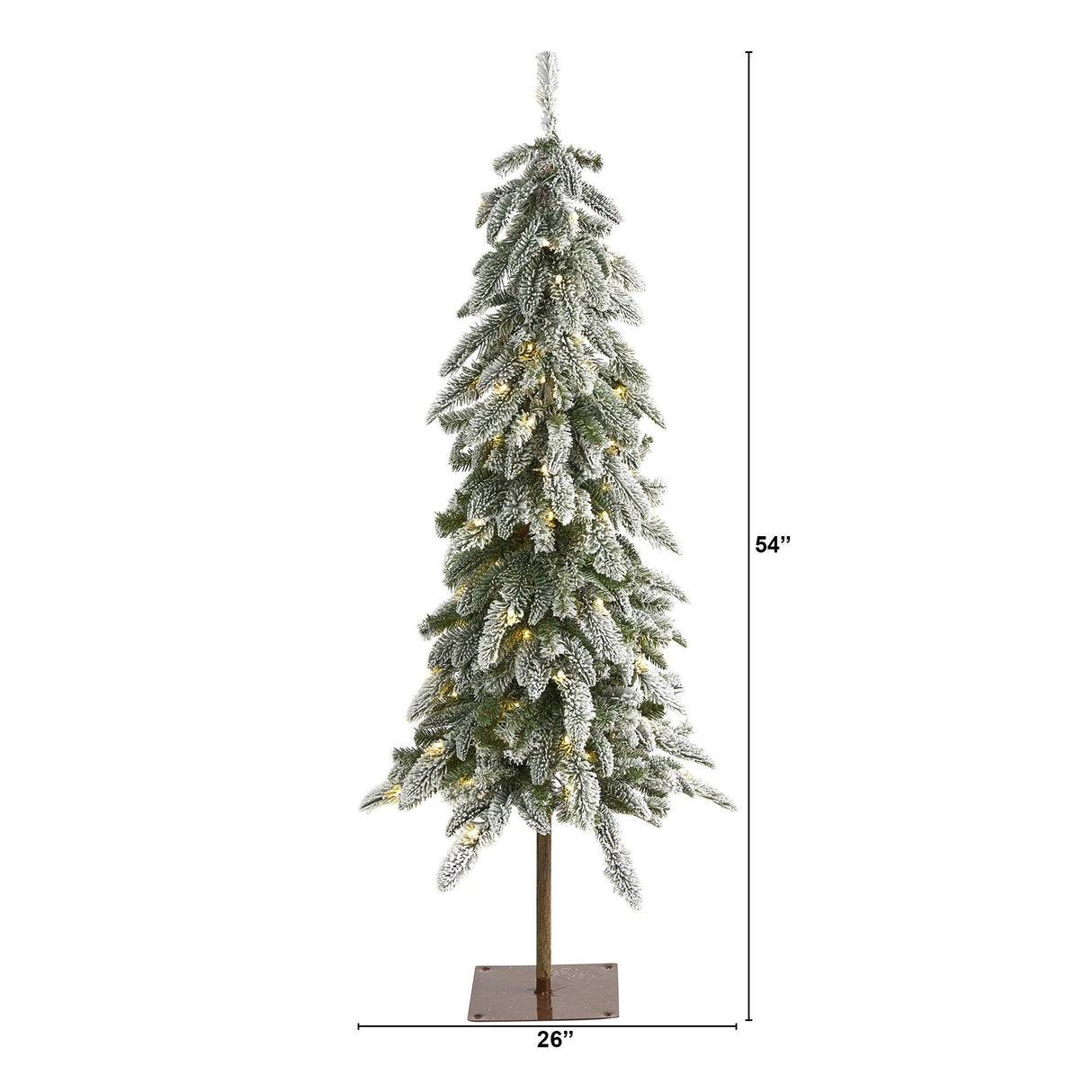 4.5’ Flocked Washington Alpine Artificial Christmas Tree with 100 White Warm LED Lights and 285 Bendable Branches-Christmas Tree-Parc Decor