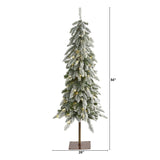 4.5’ Flocked Washington Alpine Artificial Christmas Tree with 100 White Warm LED Lights and 285 Bendable Branches-Christmas Tree-Parc Decor