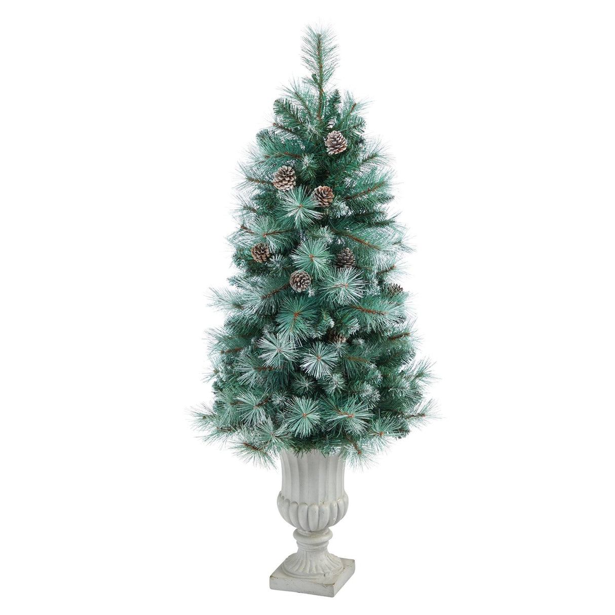 4.5’ Frosted Tip British Columbia Mountain Pine Artificial Christmas Tree with Urn-Christmas Tree-Parc Decor