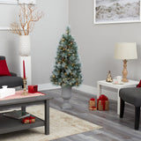 4.5’ Frosted Tip British Columbia Mountain Pine Artificial Christmas Tree with Urn-Christmas Tree-Parc Decor