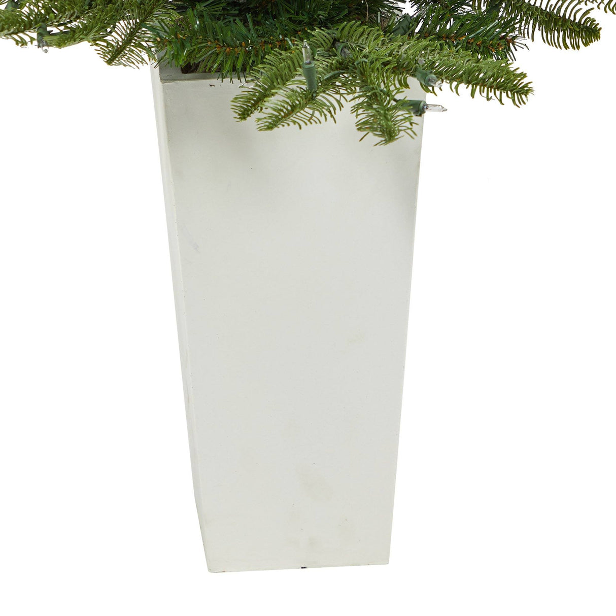 4.5’ Layered Washington Spruce Artificial Christmas Tree with 100 Clear LED Lights and 189 Bendable Branches in White Planter-Christmas Tree-Parc Decor