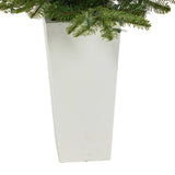 4.5’ Layered Washington Spruce Artificial Christmas Tree with 100 Clear LED Lights and 189 Bendable Branches in White Planter-Christmas Tree-Parc Decor
