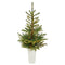 4.5’ Layered Washington Spruce Artificial Christmas Tree with 100 Clear LED Lights and 189 Bendable Branches in White Planter-Christmas Tree-Parc Decor