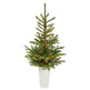 4.5’ Layered Washington Spruce Artificial Christmas Tree with 100 Clear LED Lights and 189 Bendable Branches in White Planter-Christmas Tree-Parc Decor