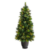 4.5’ Oregon Pine Christmas Tree in Decorative Planter-Christmas Tree-Parc Decor