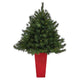 4.5’ Wyoming Mixed Pine Artificial Christmas Tree with 250 Clear Lights and 462 Bendable Branches in Red Tower Planter-Christmas Tree-Parc Decor