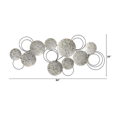 4.5’ x 2’ Galvanized Embossed Metal Discs Wall Art Decor-Parc Decor