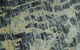 4.5x6.5 Hand Knotted Beige and Charcoal Modern Abstract Recycled Silk Area Rug