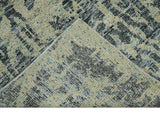 4.5x6.5 Hand Knotted Beige and Charcoal Modern Abstract Recycled Silk Area Rug