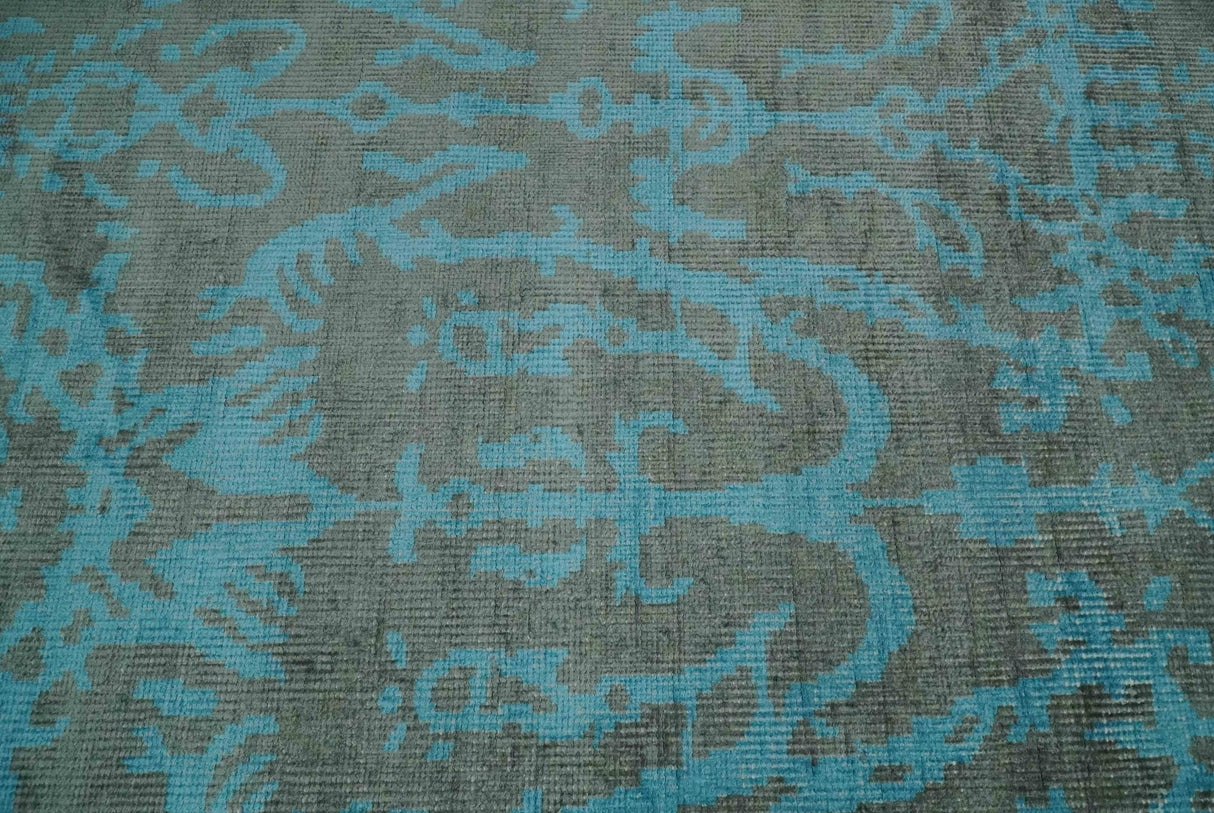 4.5x6.5 Hand Knotted Blue and Brown Modern Persian Style Art Silk Area Rug