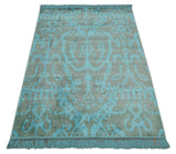 4.5x6.5 Hand Knotted Blue and Brown Modern Persian Style Art Silk Area Rug