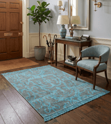 4.5x6.5 Hand Knotted Blue and Brown Modern Persian Style Art Silk Area Rug