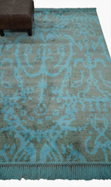 4.5x6.5 Hand Knotted Blue and Brown Modern Persian Style Art Silk Area Rug