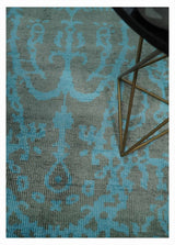 4.5x6.5 Hand Knotted Blue and Brown Modern Persian Style Art Silk Area Rug