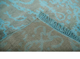 4.5x6.5 Hand Knotted Blue and Brown Modern Persian Style Art Silk Area Rug