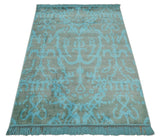 4.5x6.5 Hand Knotted Blue and Gray Modern Persian Style Contemporary Art Silk Area Rug | OP133-Area Rug-Parc Decor