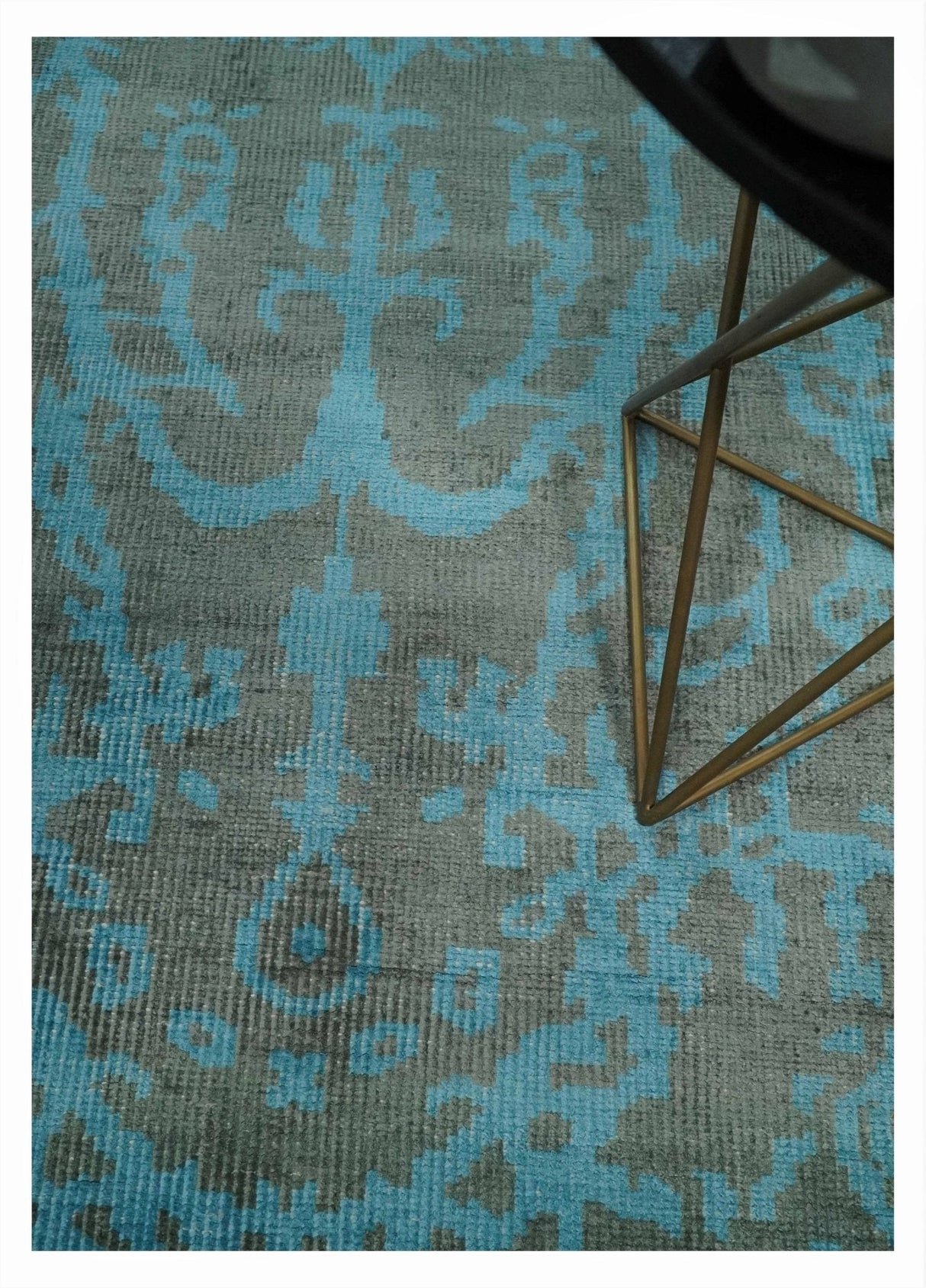 4.5x6.5 Hand Knotted Blue and Gray Modern Persian Style Contemporary Art Silk Area Rug | OP133-Area Rug-Parc Decor