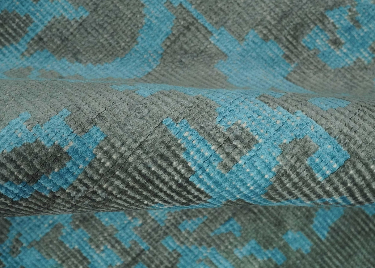 4.5x6.5 Hand Knotted Blue and Gray Modern Persian Style Contemporary Art Silk Area Rug | OP133-Area Rug-Parc Decor