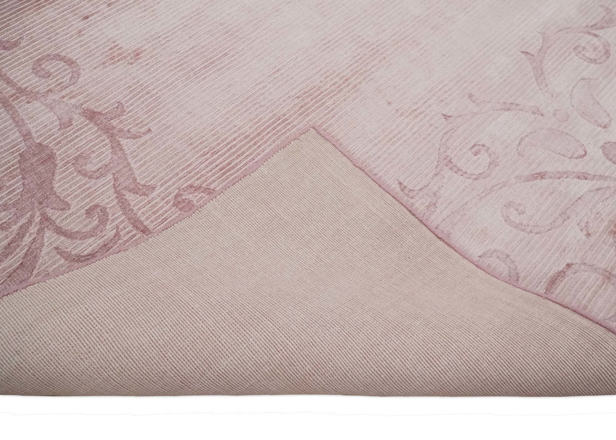 4x6 and 6x9 Hand Woven and Carved Pink Floral Art Silk Rug | KNT2-Area Rug-Parc Decor