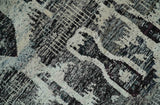 4x6 and 8x10 Hand Knotted Ivory, Charcoal and Brown Antique Persian Style Recycled Silk Area Rug
