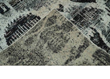 4x6 and 8x10 Hand Knotted Ivory, Charcoal and Brown Antique Persian Style Recycled Silk Area Rug
