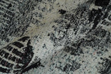 4x6 and 8x10 Hand Knotted Ivory, Charcoal and Brown Antique Persian Style Recycled Silk Area Rug