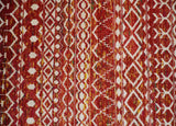 4x6 and 8x10 Hand Knotted Rust, Gold and White Modern Contemporary Southwestern Tribal Trellis Recycled Silk Area Rug