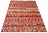 4x6 and 8x10 Hand Knotted Rust, Gold and White Modern Contemporary Southwestern Tribal Trellis Recycled Silk Area Rug