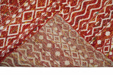 4x6 and 8x10 Hand Knotted Rust, Gold and White Modern Contemporary Southwestern Tribal Trellis Recycled Silk Area Rug