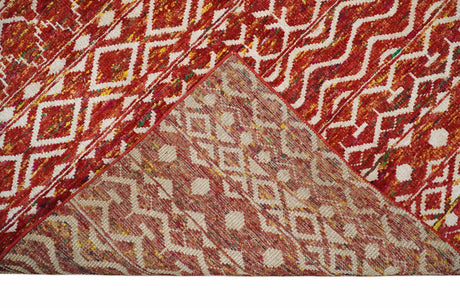 4x6 and 8x10 Hand Knotted Rust, Gold and White Modern Contemporary Southwestern Tribal Trellis Recycled Silk Area Rug