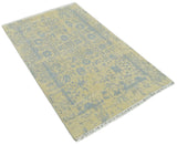 4x6 Fine Hand Knotted Gold and Silver Traditional Persian Style Antique Wool and Silk Rug