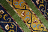 4x6 Green, Gold and Blue Striped Wool Hand Knotted Southwestern Lori Gabbeh Rug