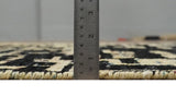 4x6 Hand Knotted Beige and Black Modern Abstract Contemporary Recycled Silk Area Rug