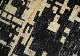 4x6 Hand Knotted Beige and Black Modern Abstract Contemporary Recycled Silk Area Rug
