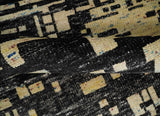 4x6 Hand Knotted Beige and Black Modern Abstract Contemporary Recycled Silk Area Rug