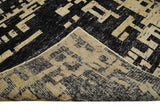 4x6 Hand Knotted Beige and Black Modern Abstract Contemporary Recycled Silk Area Rug