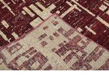 4x6 Hand Knotted Beige and Maroon Modern Abstract Recycled Silk Area Rug