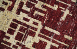 4x6 Hand Knotted Beige and Maroon Modern Abstract Recycled Silk Area Rug