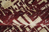 4x6 Hand Knotted Beige and Maroon Modern Abstract Recycled Silk Area Rug