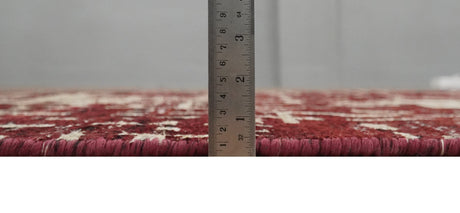 4x6 Hand Knotted Beige and Maroon Modern Abstract Recycled Silk Area Rug
