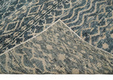 4x6 Hand Knotted Ivory, Beige and Blue Modern Contemporary Southwestern Tribal Trellis Recycled Silk Area Rug | OP55