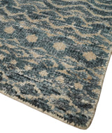 4x6 Hand Knotted Ivory, Beige and Blue Modern Contemporary Southwestern Tribal Trellis Recycled Silk Area Rug | OP55