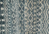 4x6 Hand Knotted Ivory, Beige and Blue Modern Contemporary Southwestern Tribal Trellis Recycled Silk Area Rug | OP55